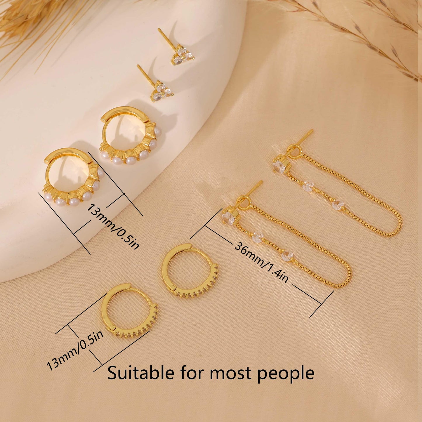 SELFROSE Chain Earrings for Women, Dainty Gold Earring Stacks 14K Gold Plated Long Dangle Earrings For Women Trendy Small Pearl Hoop Earring Cute Drop Earrings Fashion Gold Earrings Jewelry for Women