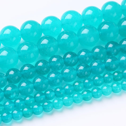 32PCS 12MM Amazonite Blue Chalcedony Stone Beads Energy Healing Beads for DIY Jewelry Bracelet Necklace Making for Jewelry Making 15Inch