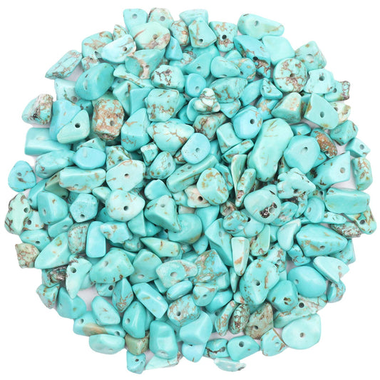 500 pcs Natural Chip Stone Beads, Turquoise 5-8 mm Irregular Gemstones Healing Crystal Loose Rocks Bead Hole Drilled for Jewelry Making Bracelet