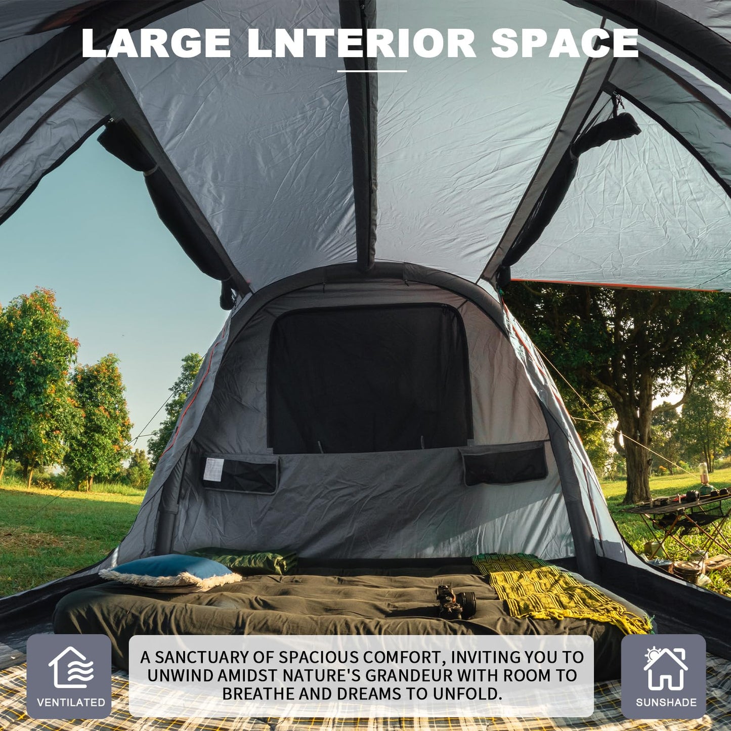 FEIWOOD GEAR Inflatable SUV Tent for Camping, Waterproof Car SUV Tent for 4-6 Person Camping Easy Set Up Inflatable with 4pc Aluminum Support Pole, Inflatable Pump