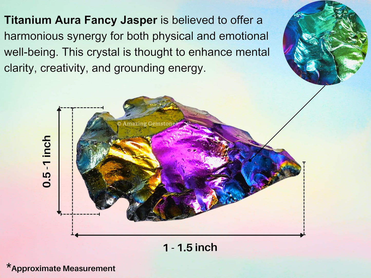 Amazing Gemstone Titanium Aura Fancy Jasper Quartz Arrowhead, Crystal and Healing Stone Flint Rock Arrow Head - 1 to 1.5 Arrowheads for DIY Project Craft Point Jewelry Making