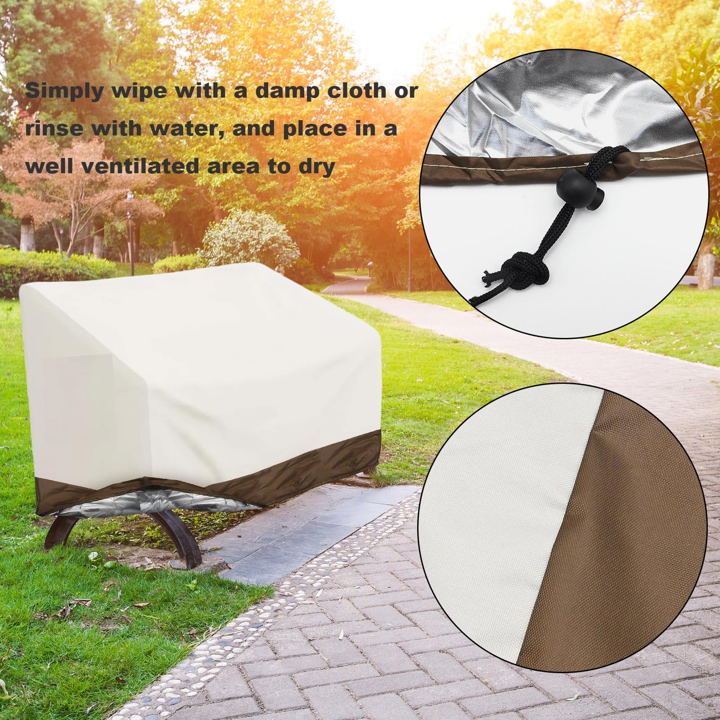 Hoypeyfiy Patio Bench Cover,Furniture Bench Cover,Waterproof Windproof Oxford Fabric Bench Cover for Furniture (White)