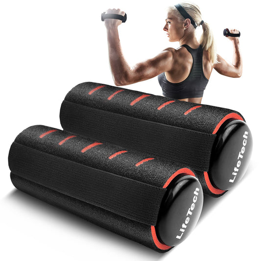 LifeTech Hand Weights for Walking, 2.2 lbs Dumbbells Set of 2 with Anti-Slip Foam Padding, Soft Grip Jogging Handweights for Fitness Training, Cardio Dumbbells 1kg/2.2lbs each black&red