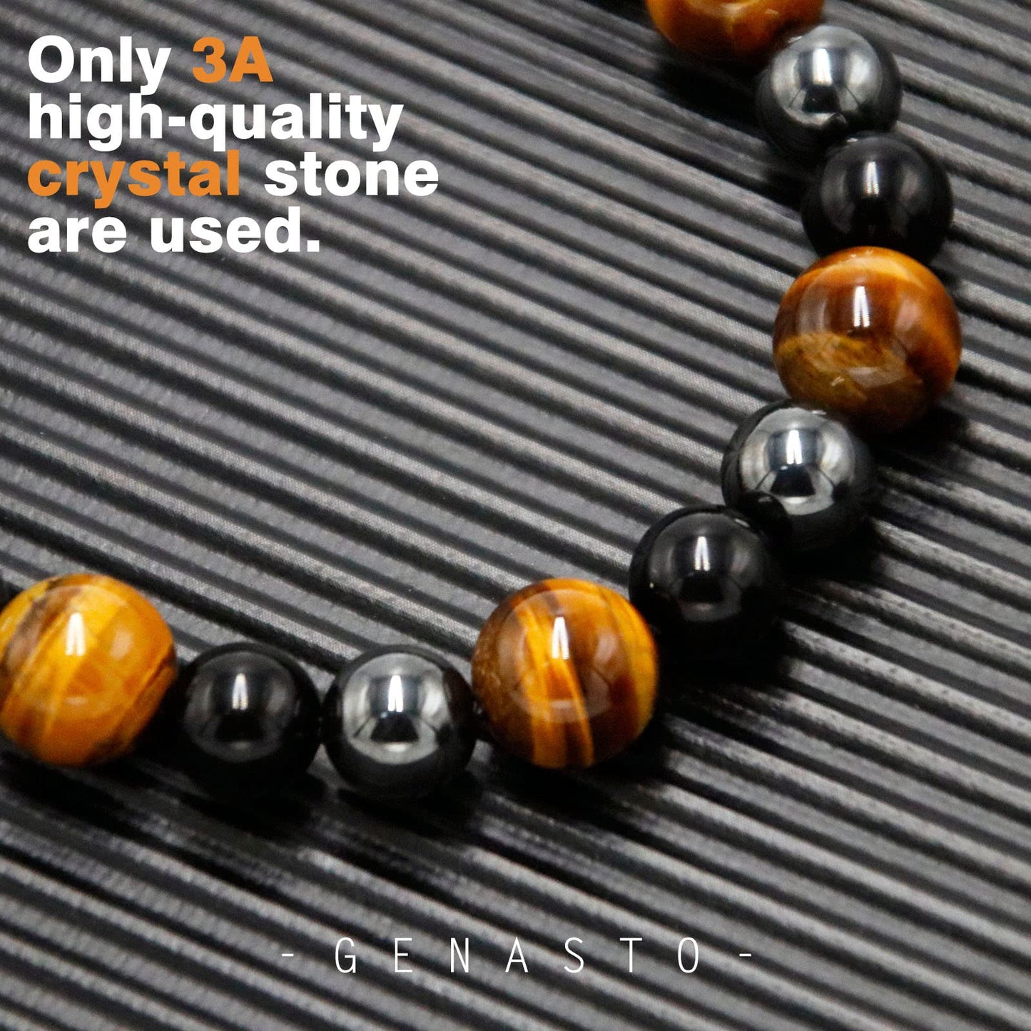 GENASTO Healing Crystal Black Obsidian Tiger Eye and Hematite Beads Necklace Triple Protection Necklace Unique Ideas Men Necklaces Jewelry Gifts for Men for Stress Relief and Balance