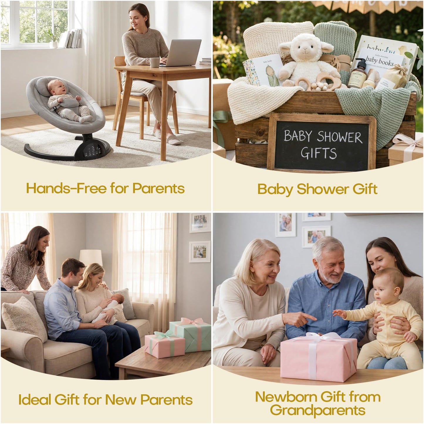 Baby Swings for Infants, Portable Baby Swing for Indoor and Outdoor, Bluetooth Baby Swing with Music Speaker, 5 Point Harness Belt, 5 Speeds and Timing
