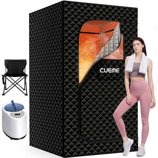 Sauna Box, Portable Steam Sauna, Portable Sauna for Home with 3L 1200W Steamer, 9 Levels, Folding Chair, Extra Large Size (2.6' x 2.6' x 5.9'), Full Body Sauna Tent for Relaxation, Detoxification