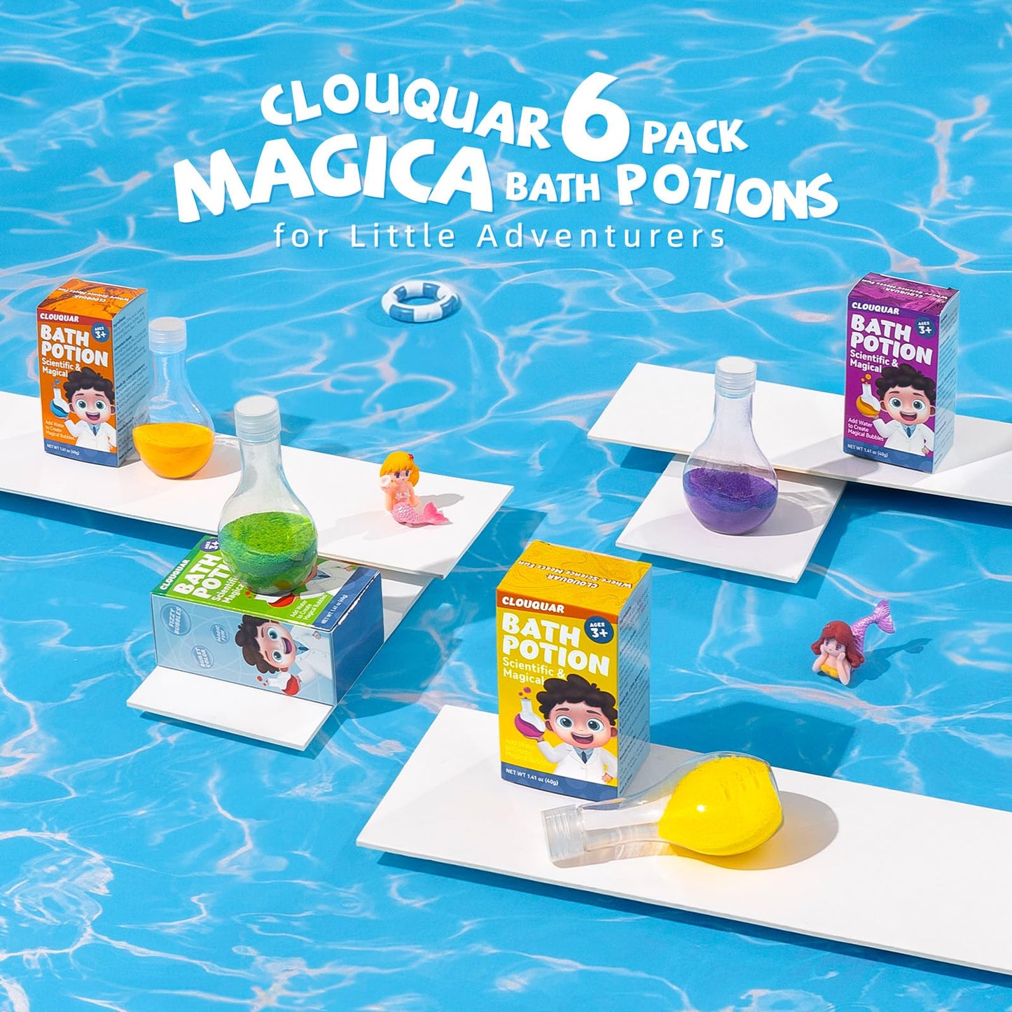 CLOUQUAR Kids Bath Bomb Potions, 6 Pack Non-Toxic Fizzy Bubble Bath Explosions, Colorful Burst Bath Potions for Kids, Scientific & Magical Bath Time Buddy, Fun & Educational Bubble Bath
