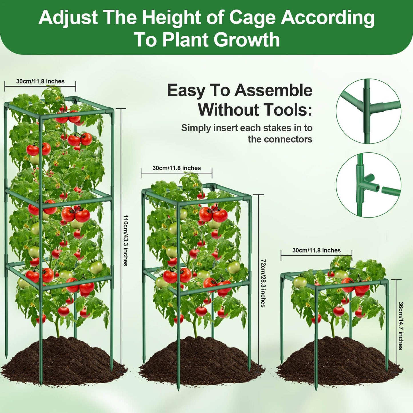 Lezmarket 2 Pack Tomato Cages for Garden, Tomato Trellis for Raised Garden Bed with Plant Clips and Twist Ties for Climbing Plants, 43 inches ﻿ ﻿