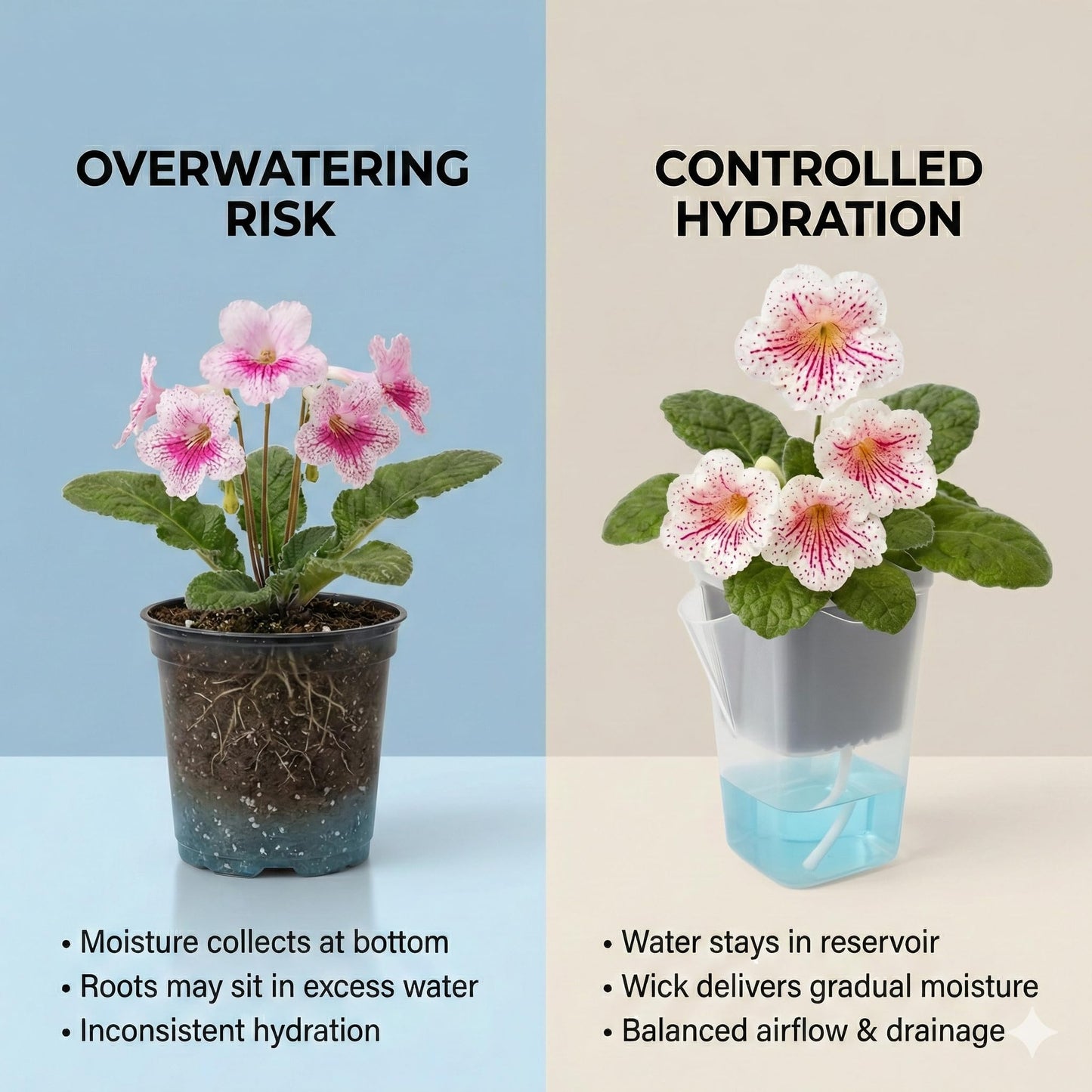 12 Pack 2.5" Clear Self Watering Pots with Wick System, Water Level Indicator & Drainage Hole, Consistent Moisture for Seedlings, Cuttings, Alocasia Corm & African Violet, 12 Plant Labels Included