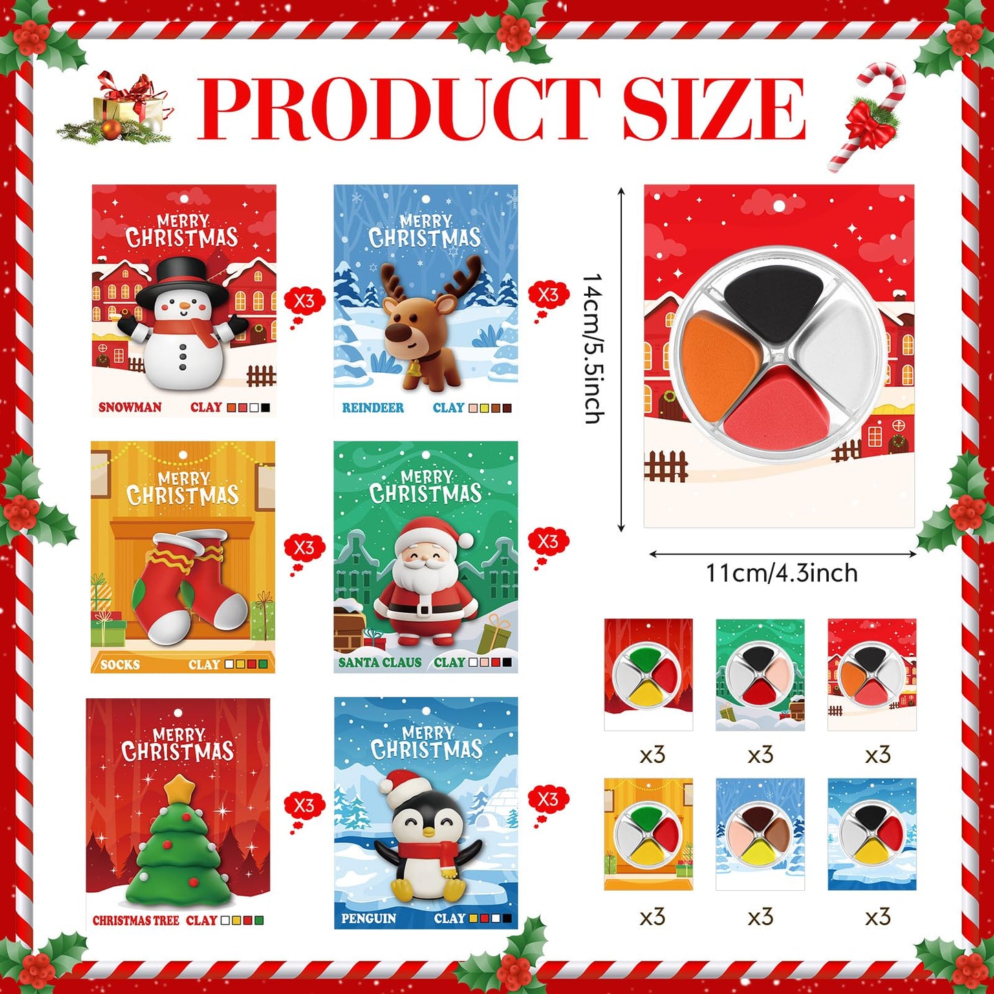 Capoda 18 Set Christmas DIY Craft Kit Christmas Air Dry Clay Kit Snowman Santa Claus Making Craft DIY Modeling Clay for Xmas Winter Holiday School Exchange Gifts Party Art Activities Supplies