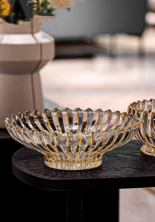 MAGCOLOR Hand-painted Gold Decorative Bowl-12 inch Diameter, Fruit Bowl, Kitchen Table Centerpiece, Home Decor. (Gold)