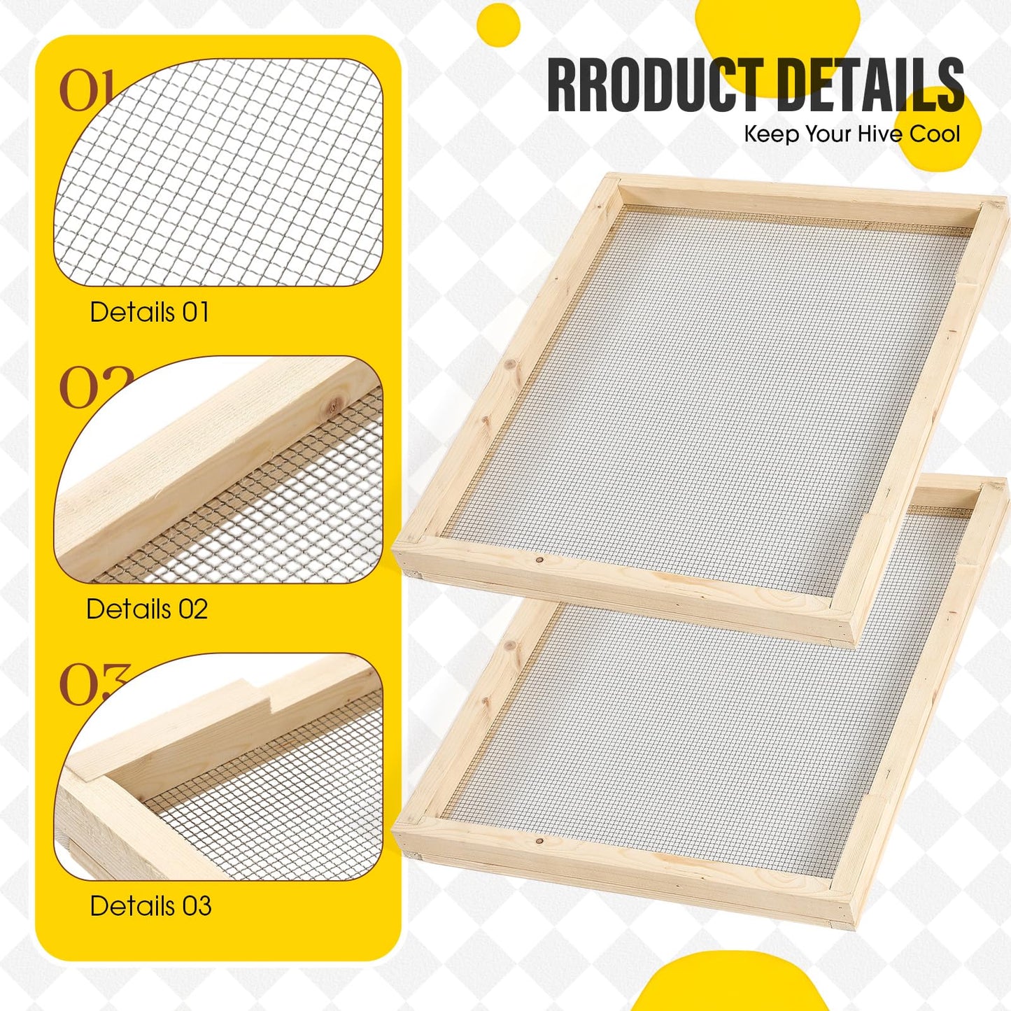 CroBlissful Beehive Inner Cover 10 Frame Ventilated Inner Cover Langstroth Style Beehive Insulation Bee Hive Wooden Vented Beekeeping Tool Supplies Starter for Beginners Beekeepers (4 Pcs)