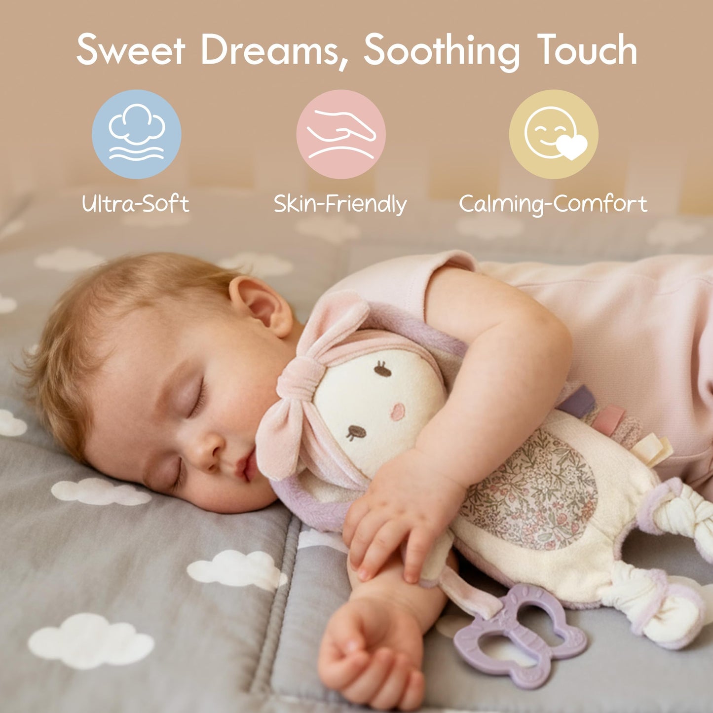 Moonkie Baby Lovey & Silicone Toy Cars Bundle, Bunny Security Blanket with Removable Silicone Teether, Crinkle & Rattle Sensory Toy, 5 Pack Soft Silicone Push and Go Cars for Babies and Toddlers, Baby