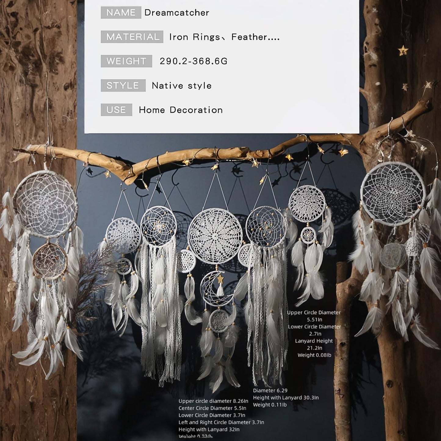 Dream Catcher Wall Decor,Large Boho Dream Catcher with Luxurious Feathers & Beads, Handmade Wall Hanging for Bedroom,Living Room, Gift Ready for Girls & Adults (Camel)