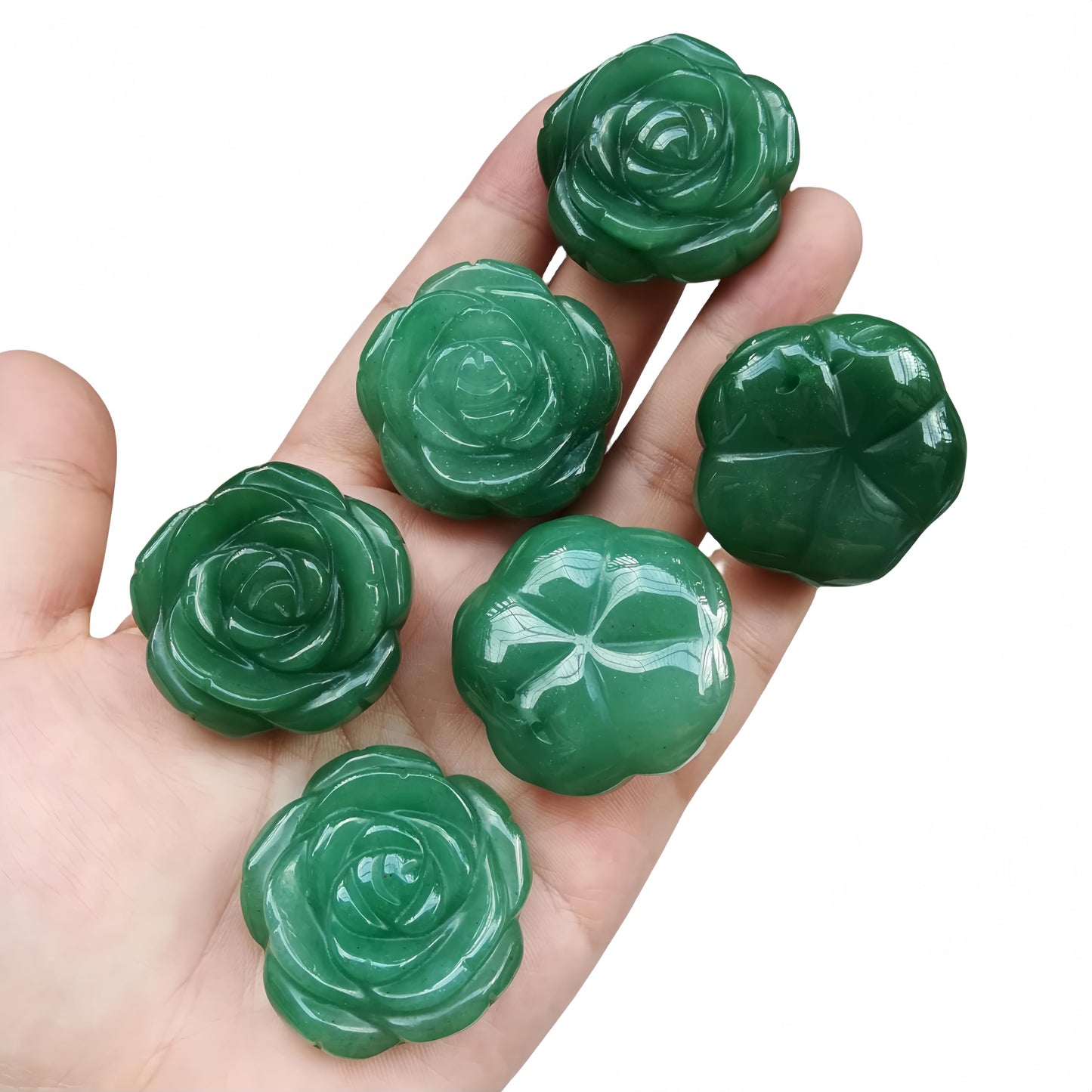 Sunshcat Natural Green Aventurine Crystal Rose Pendant,Three Dimensional Carved Healing Meditation Jewelry Crystals and Healing Stone Figurine,Suitable for DIY Jewelry Making and Valentine's Day Gift