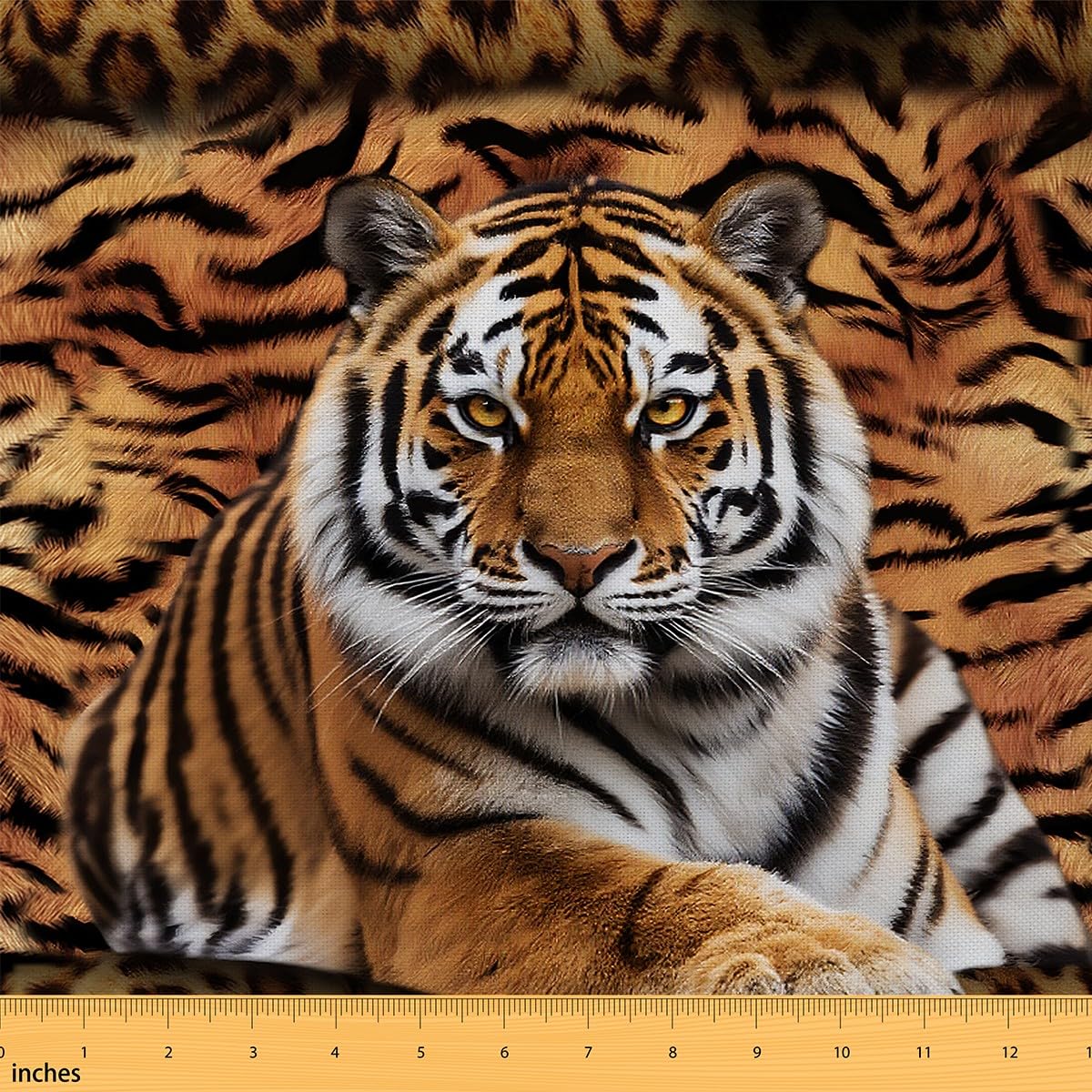 Tiger Print Vivid DIY Fabric for Girls Boys Woman Craft Lovers,Natural Animal Fur Skin Texture by The Yard,Decorative DIY Fabric for Upholstery and Home Accents,1 Yard,Brown Vibrant
