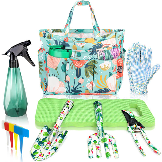 Floral Gardening Tools, Gifts for Mom Mothers Day, Mom Birthday Gifts from Daughters Floral Gardening Tools and Durable Garden Tools Organizer Tote, Ideal Gardening Gift for Women Plant Lover Present