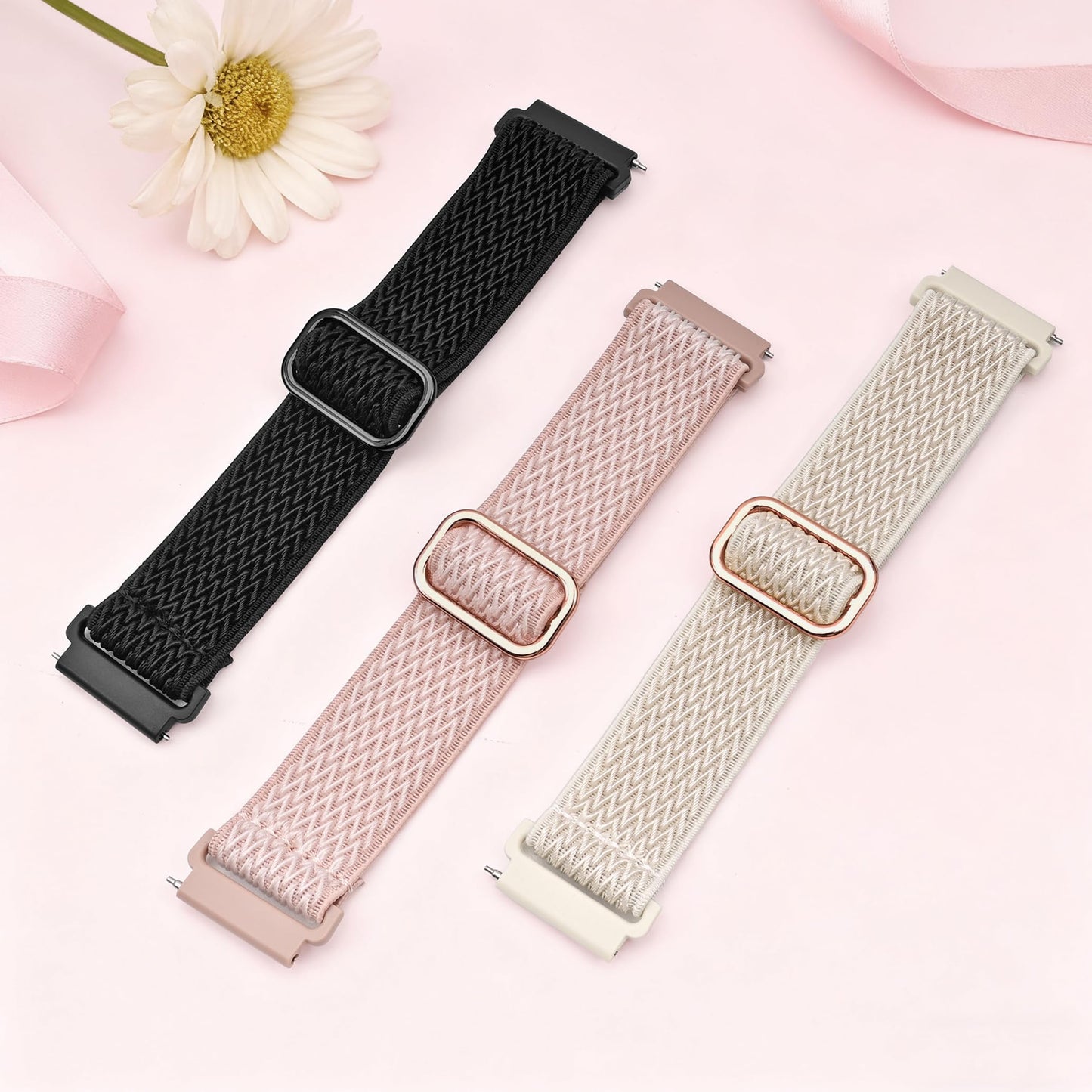 Tovimall 3 Pack ID208 Plus Smart Watch Bands for Fitpolo/Quican/Aeac/Tensky ID208 Plus Smartwatch, 22mm Elastic Nylon Replacement Wristband Adjustable Straps for man woman