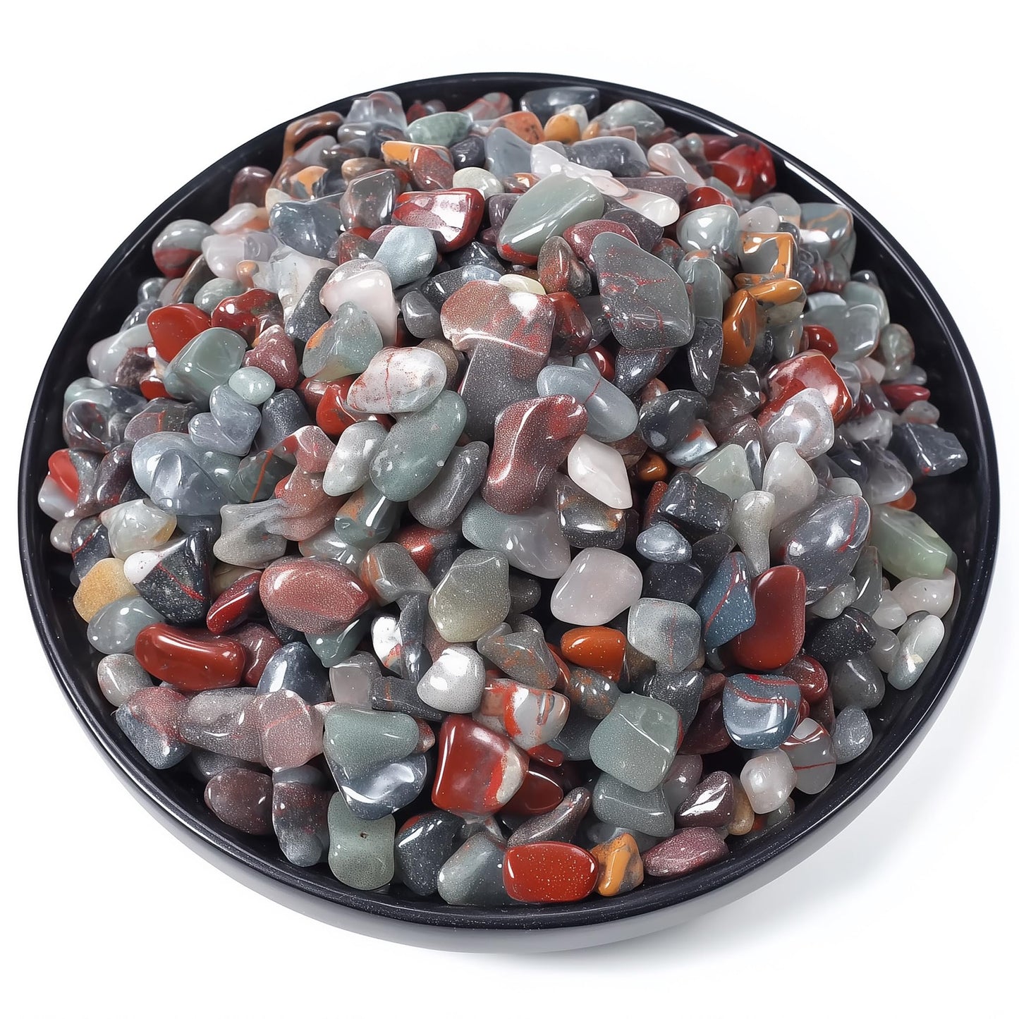 SigMntun Polished South African Blood Jasper Crystal Chips 200 Pcs - 0.3" 10 oz Tumbled Stone Chips Crushed Sea Glass Stones Healing Reiki Crystal Making Home Decoration