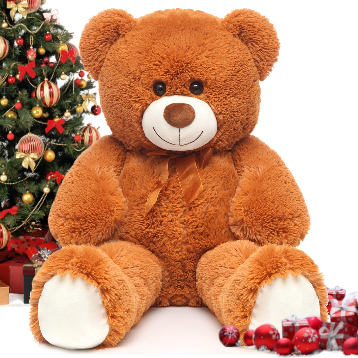 MorisMos Giant Teddy Bear Stuffed Animal 3ft, 36'' Big Brown Bear for Kid, 2025 Christmas Bear for Baby Shower, Large Stuffed Teddy Bear for Girlfriend Boyfriend Wife Mom Fiancée Valentine's Birthday