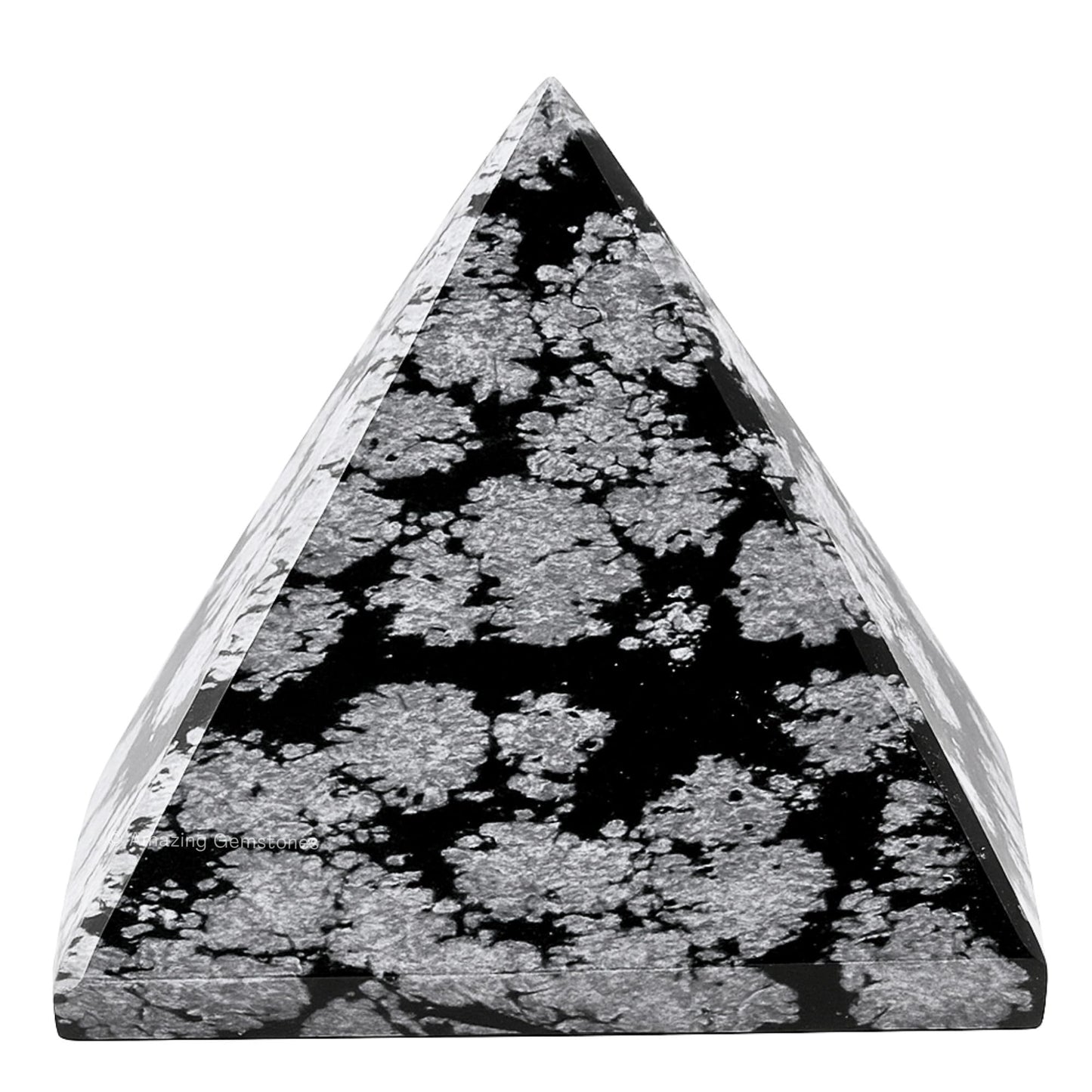 Amazing Gemstone Snowflake Obsidian Pyramid Crystal Healing Stones - 1.5" Great Pyramid Figurine of Natural Stone Pyramid for Meditation, Reiki, Chakra Balancing and Crystal Pyramids Grid