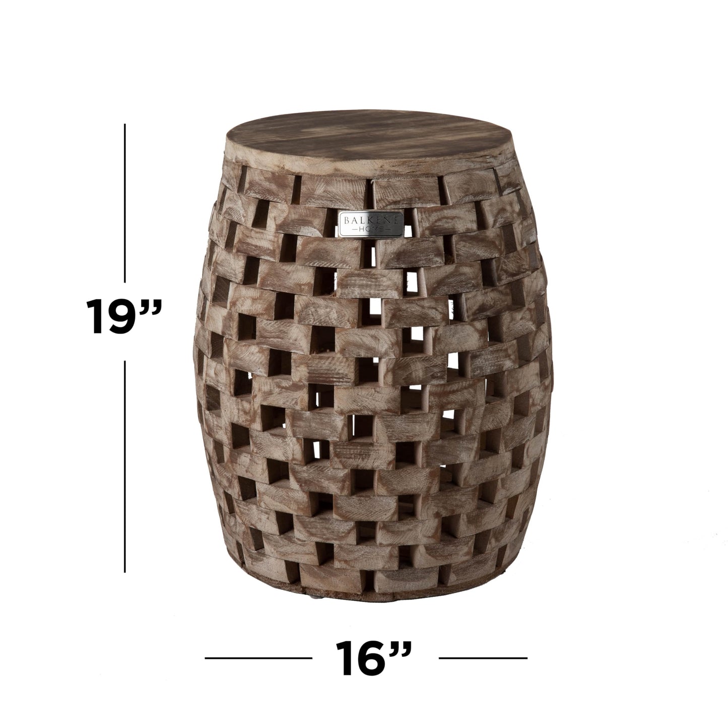 Balkene Home 62419 Maya Oval Rustic Garden Stool Wood Outdoor Seating & End Table Portable Adaptable Outdoor Furniture - Seasoned Patina Finish