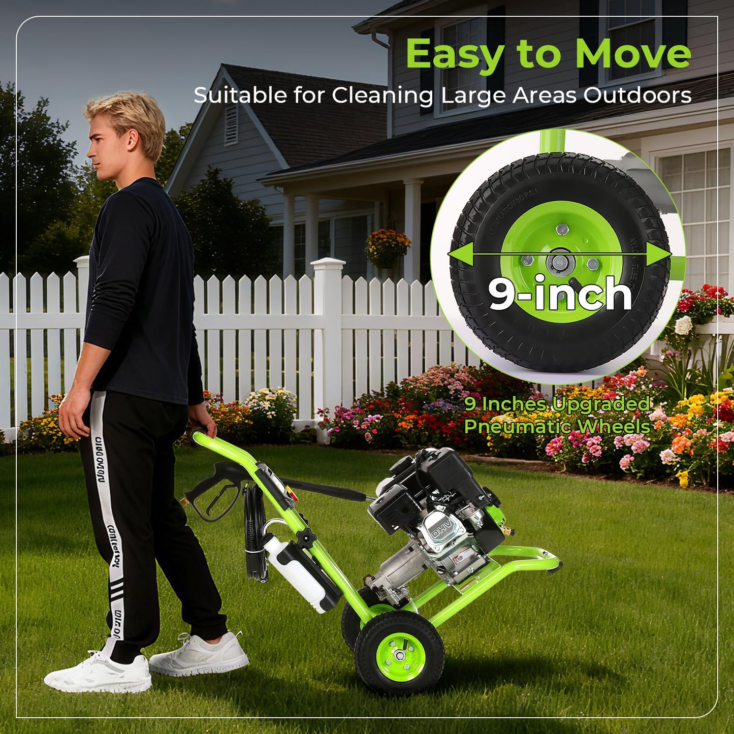 4200PSI Gas Pressure Washer 4.0GPM Gas Power Washer 212CC Gas Powered Washing Machine Commercial High Pressure Washer with 25ft Hose&5 Nozzles for Patio Garden Yard Vehicle,EPA/CARB/ETL