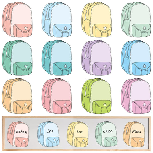 36 Pcs Magnetic Name Tags Dry Erase Labels 12 Colors Schoolbag Shaped Reusable Magnetic Name Plate Classroom Decorative Versatile Learning Tool for Whiteboards Fridge School Locker Office Home