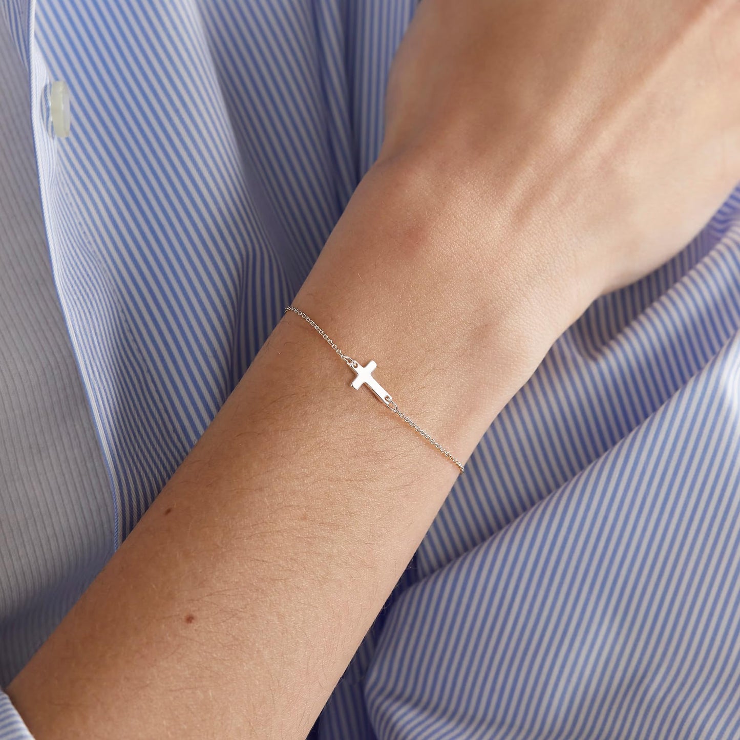 Tewiky Cross Bracelet for Women Dainty 14k Gold Plated Cubic Zirconia Cute Tiny Bracelet Confirmation Gifts for Women
