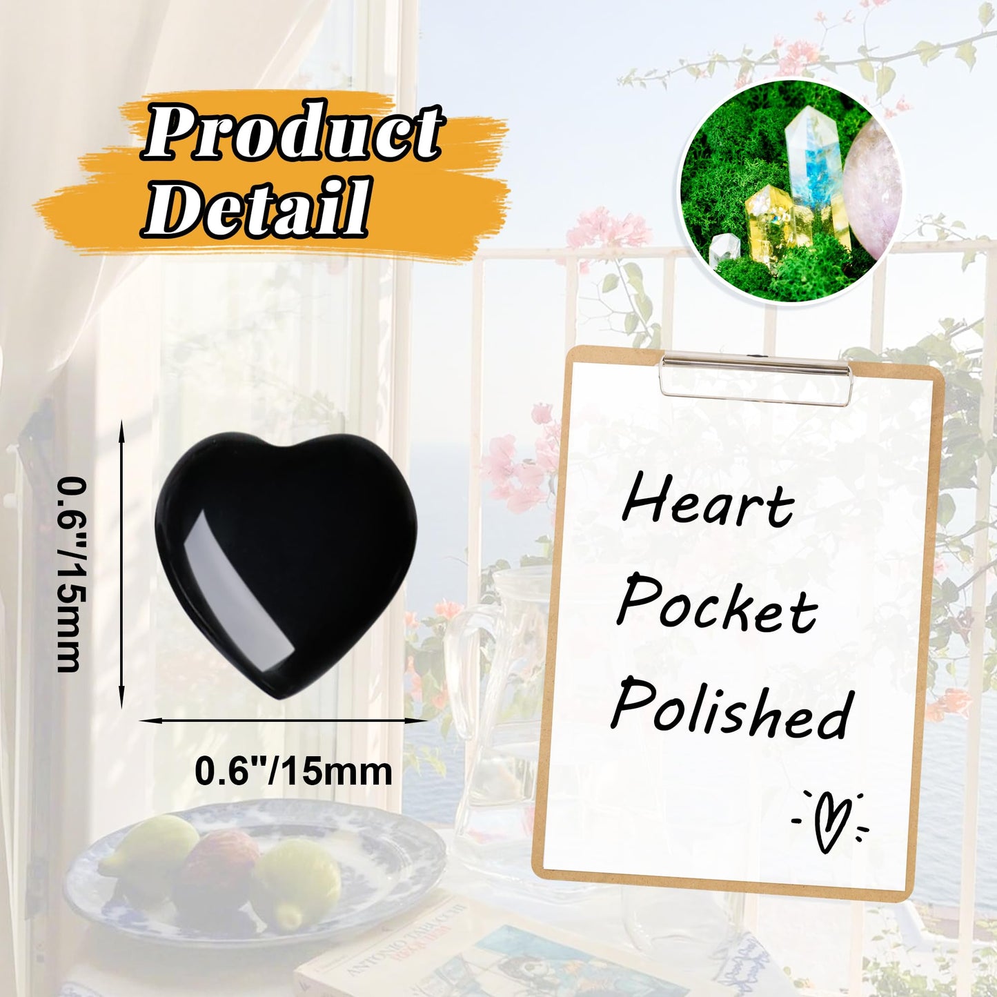 YATOJUZI 20PCS Black Obsidian Heart Healing Crystals Natural Black Obsidian Crystal Set Black Love Stones Polished Stone Bulk Wholesale Mini Pocket Gemstones Reiki Energy Gifts for Women