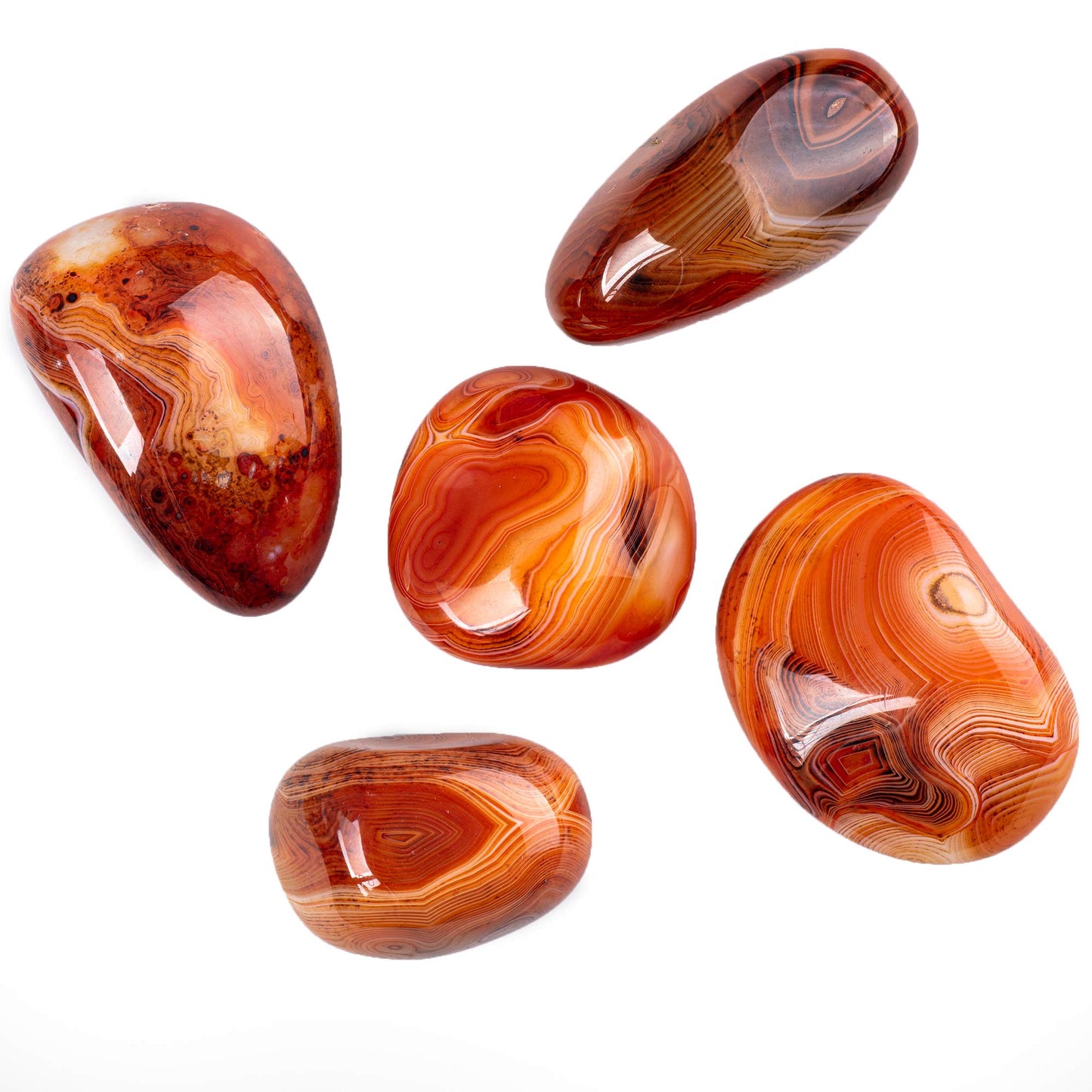 Natural Irregular Banded Agate Pocket Palm Worry Stones,Polished Gemstone for Anxiety Stress Relief Therapy
