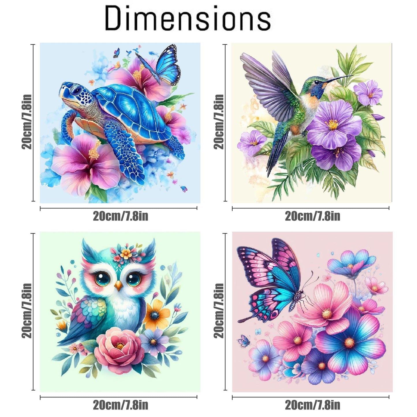 Canrichshop 4 Pack Framed Paint by Numbers Kit for Adults Beginner & Ages Over 12,Animals Paint by Number Kits, DIY Number Painting for Adults Flowers for Decor Present 8X 8 inch