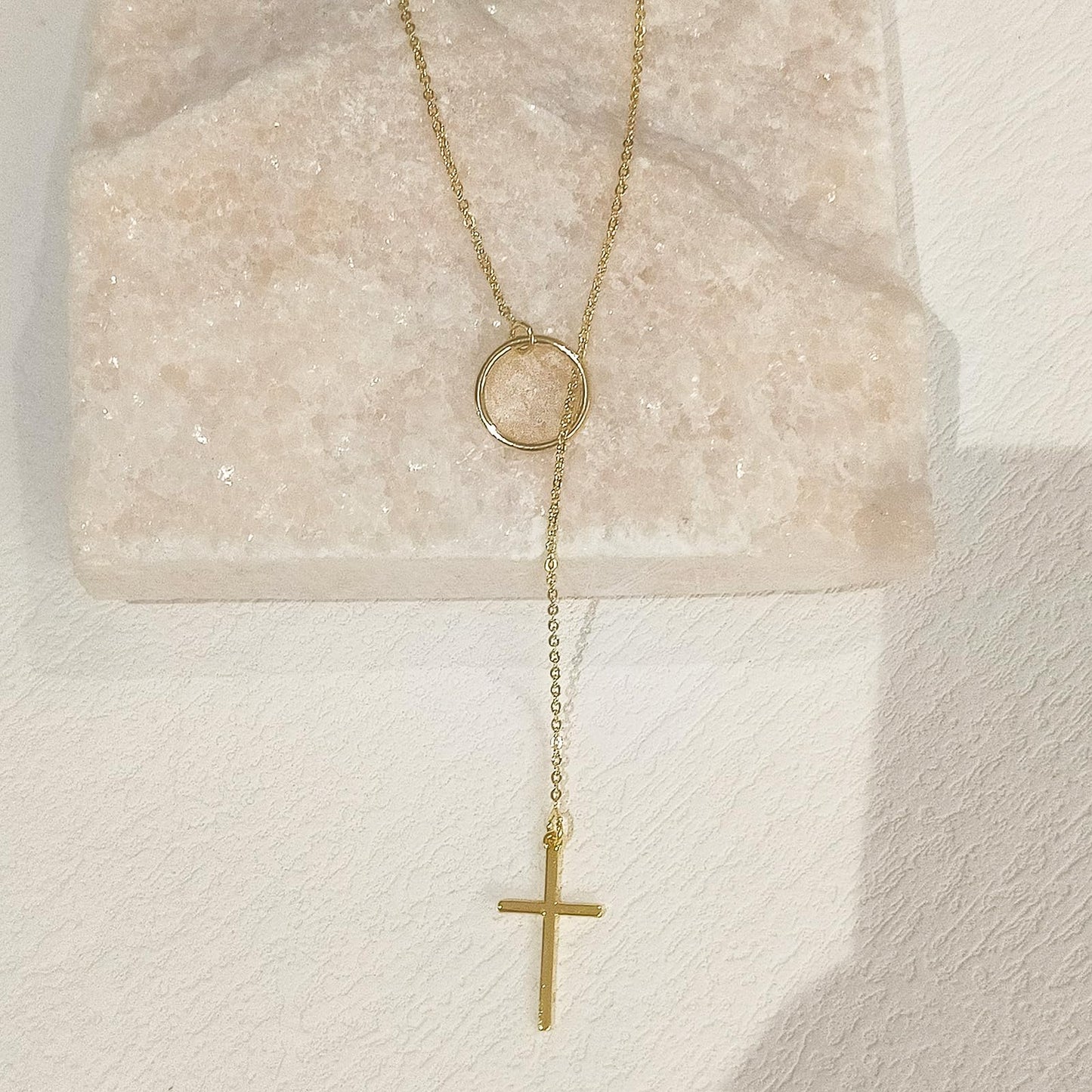 HERIER Cross Necklace for Women Dainty Gold Lariat Necklace 14k Gold Plated Simple Choker Necklaces for Women Trendy Gold Necklaces Jewelry Gifts