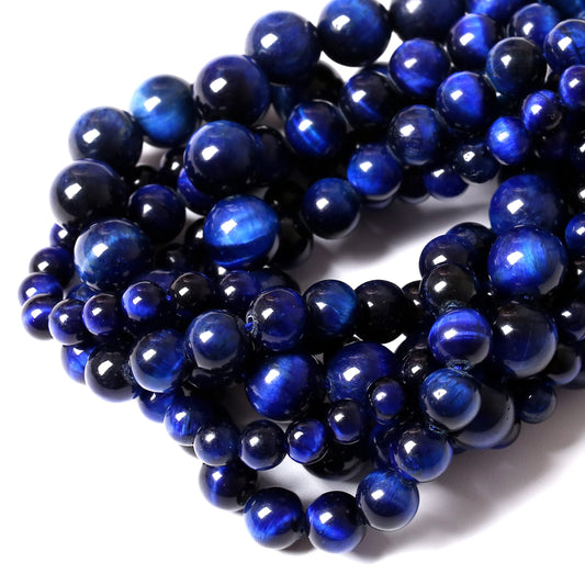 36PCS 10MM AAA Blue Tiger Eye Stone Beads Natural Gemstone Bead Crystal Healing Energy Jewelry Making DIY 15 inches (Blue Tiger Eye, 10 mm)