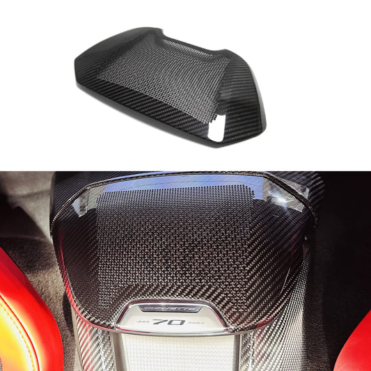 Yipmotiv Car Genuine Carbon Fiber Sound Speaker Cover for Corvette C8 Stingray Z06 Z51 E-Ray HTC Coupe 2020 2021 2022 2023 2024 2025 2026, Interior Phone Charger Waterfall Upper Trim