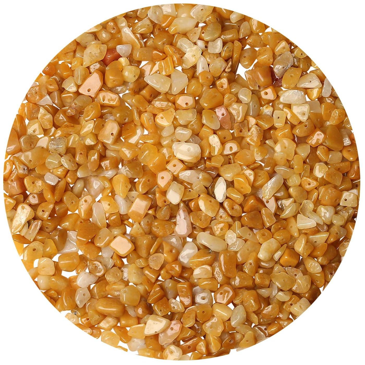 LAIDANLA Yellow Aventurine 400pcs Natural Chip Stone Beads 5-8mm Healing Crystal Irregular Gemstones Drilled DIY Loose Rocks Bead Crystal for Bracelet Earrings Necklace Jewelry Making Crafting