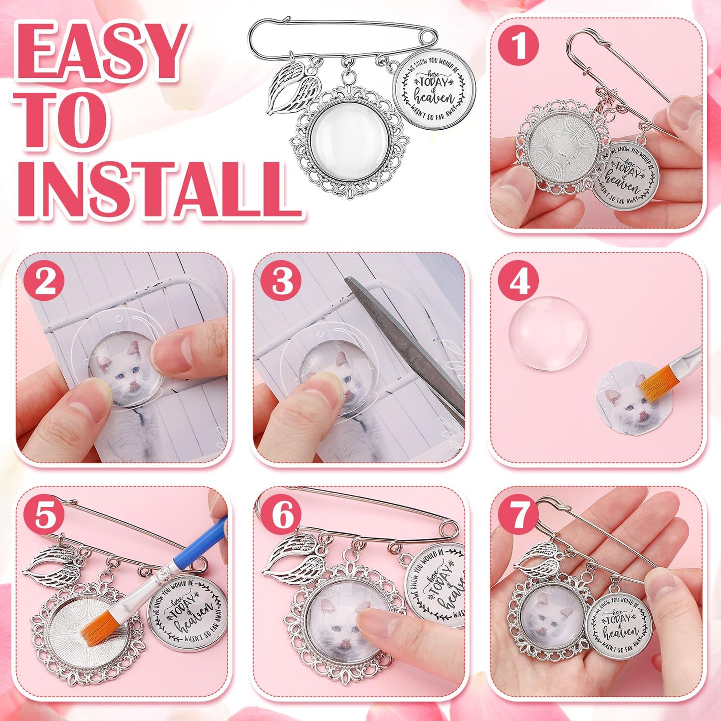 Tondiamo 2 Pcs Memorial Graduation Tassel Photo Charm with Wing DIY Pin Brooch Memory Tassel Picture Grad Cap Decoration Personalized 2026 Grad Gift for Gown Ceremony Bouquet (Silver,Classic)