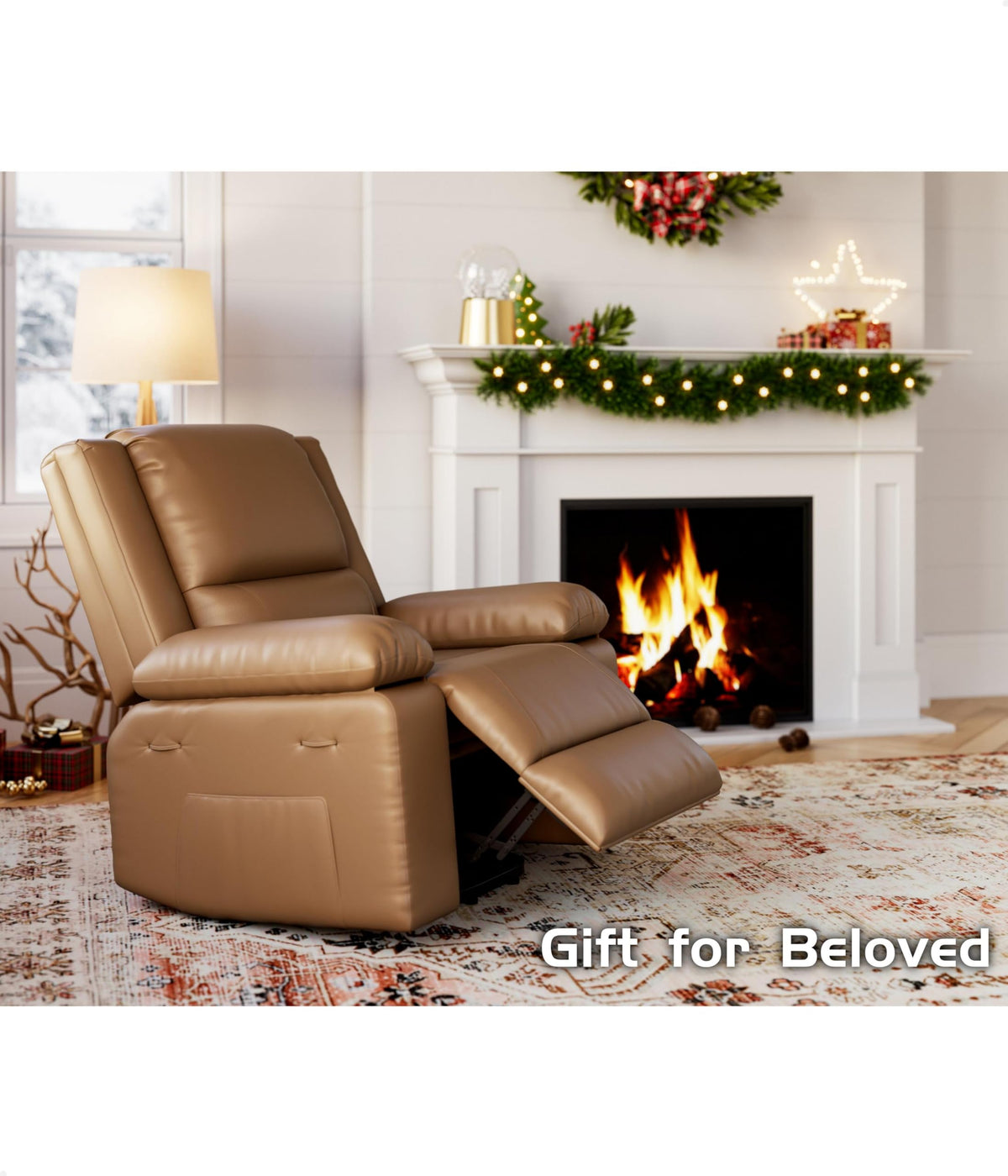 GarveeHome Power Lift Recliner Chair - Heat and Massage, Faux PU Electric Lift Recliner for Elderly & Mobility Impaired, Adjustable Back and Legs, Heavy Duty Lift Chair for Seniors