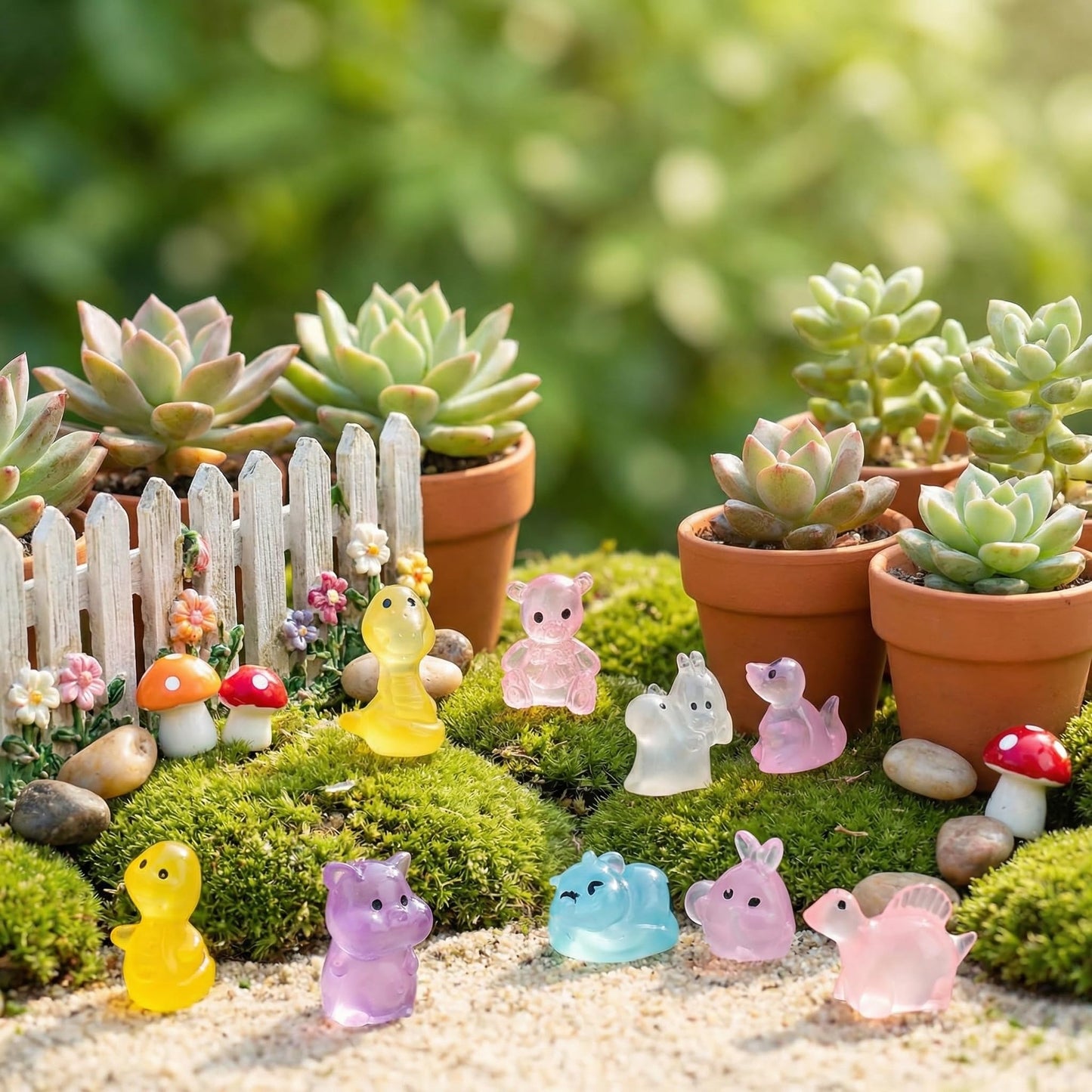 Giasy_Fortune 100Pcs Mini Glow in The Dark Animal Resin Models Mystery Resin Animals Blind Bag DIY Fairy Garden Accessories Aquarium Landscape Bonsai Dollhouse Decor