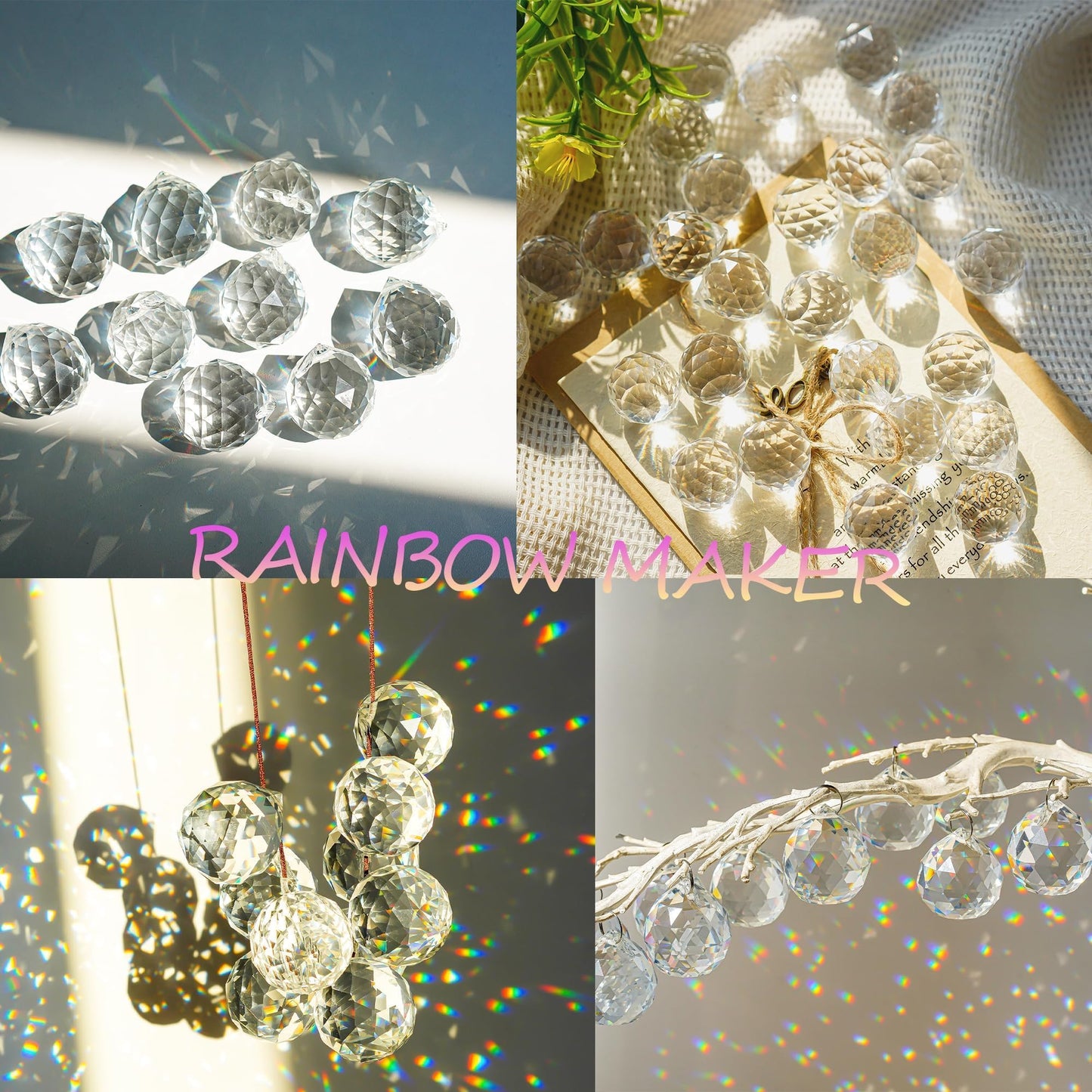 LOULIQIGIFT 24Pcs Clear Crystal Ball Prism 2026 Hanging Ornaments Chandelier Crystal Parts Rainbow Maker for Wedding Party Birthday Mothers Day Decoration (20mm)
