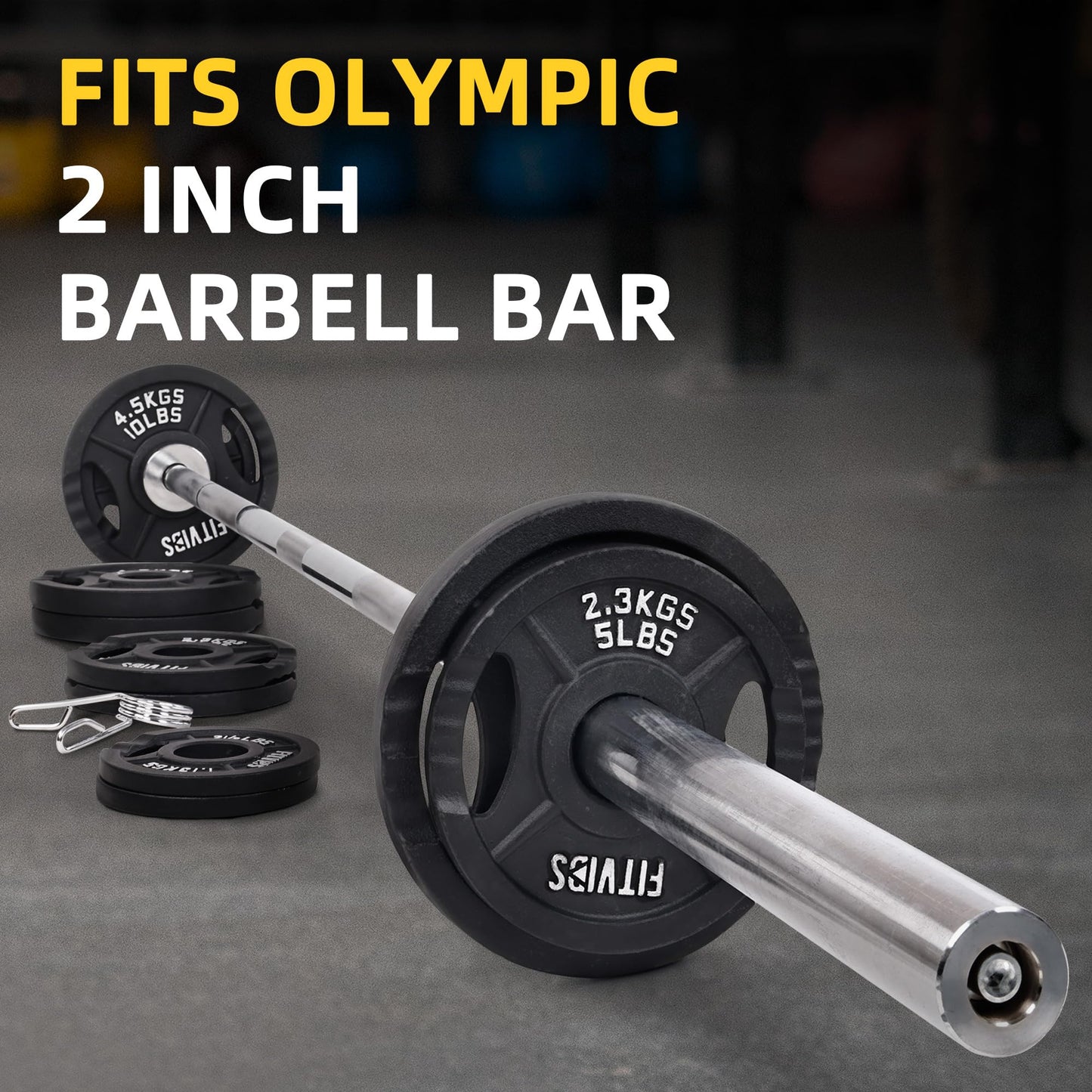 Fitvids 2 Inch Olympic Barbell Weight Plates Set, 45 LB(2.5-10 LB) Barbell Weight Set for Home Gym Strength Training, Double-grip Design