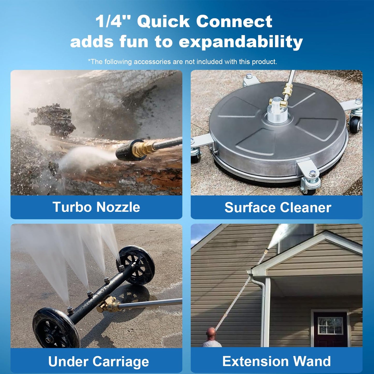 5000PSI 4.0GPM Heavy Duty Electric Pressure Washer with 33 FT Extension Hose, 4 Quick Connect Nozzles and Foam Cannon for Cars/Fences/Driveways/Patios/Home Cleaning, Blue