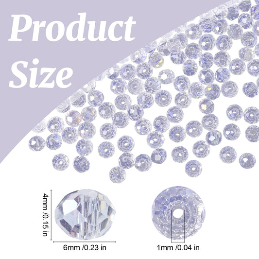 ZHIYUXI 400pcs Crystal Beads for Suncatchers Glass Beads for Jewelry Making for Keychain Making 6mm Rondelle White Clear Sun Catcher Beads & Bead Assortment Bulk Bracelets Arts and Crafts