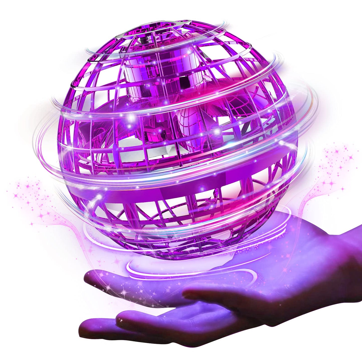 Ciniffo Flying Orb Ball Toy 2025 – Light Up Hand Controlled Boomerang Spinner Mini Drone Toy, Hover Cosmic Globe Ball, Cool Christmas & Birthday Gift for Girls Boys Teens Ages 6+ (Purple)