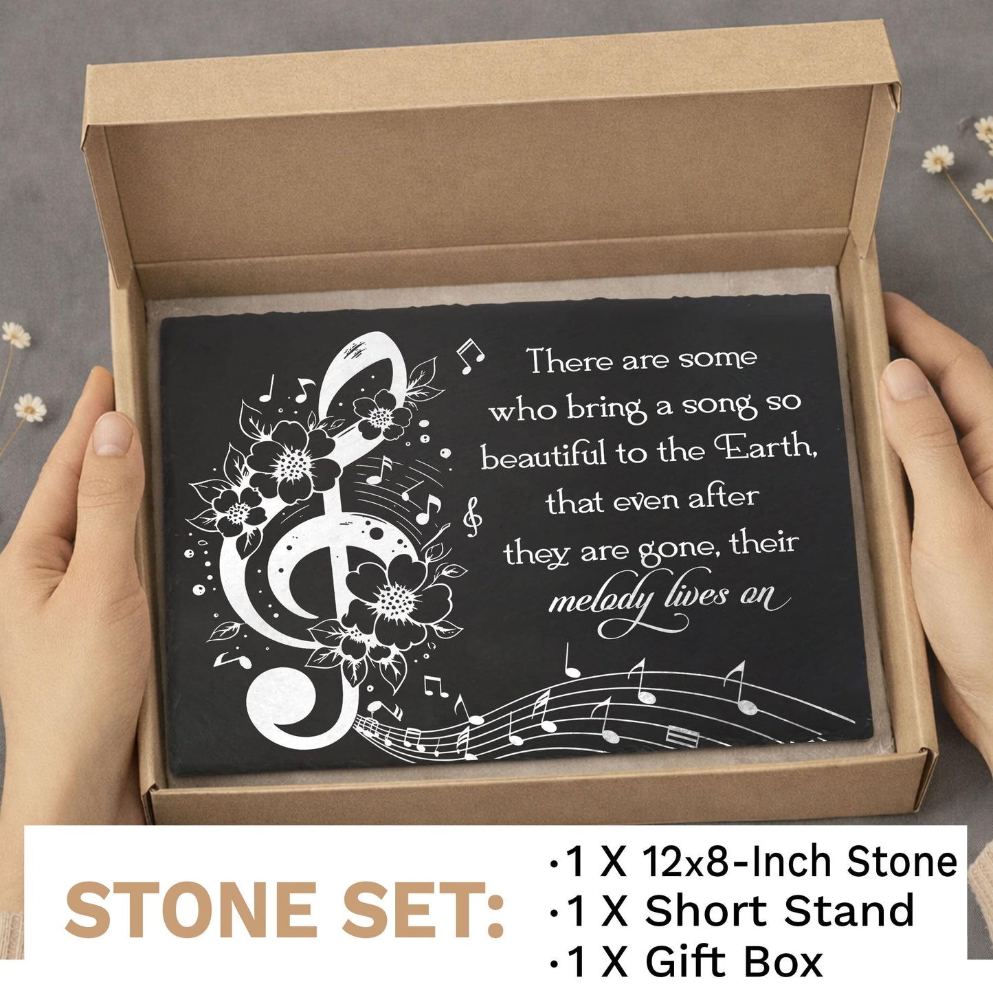 DIGIKAZZ Musician Memorial Garden Stones, Their Melody Lives On, Sympathy Flowers Outdoor Plaque, Musical Memorial Rectangle Stepping Stones for Loved One on Christmas