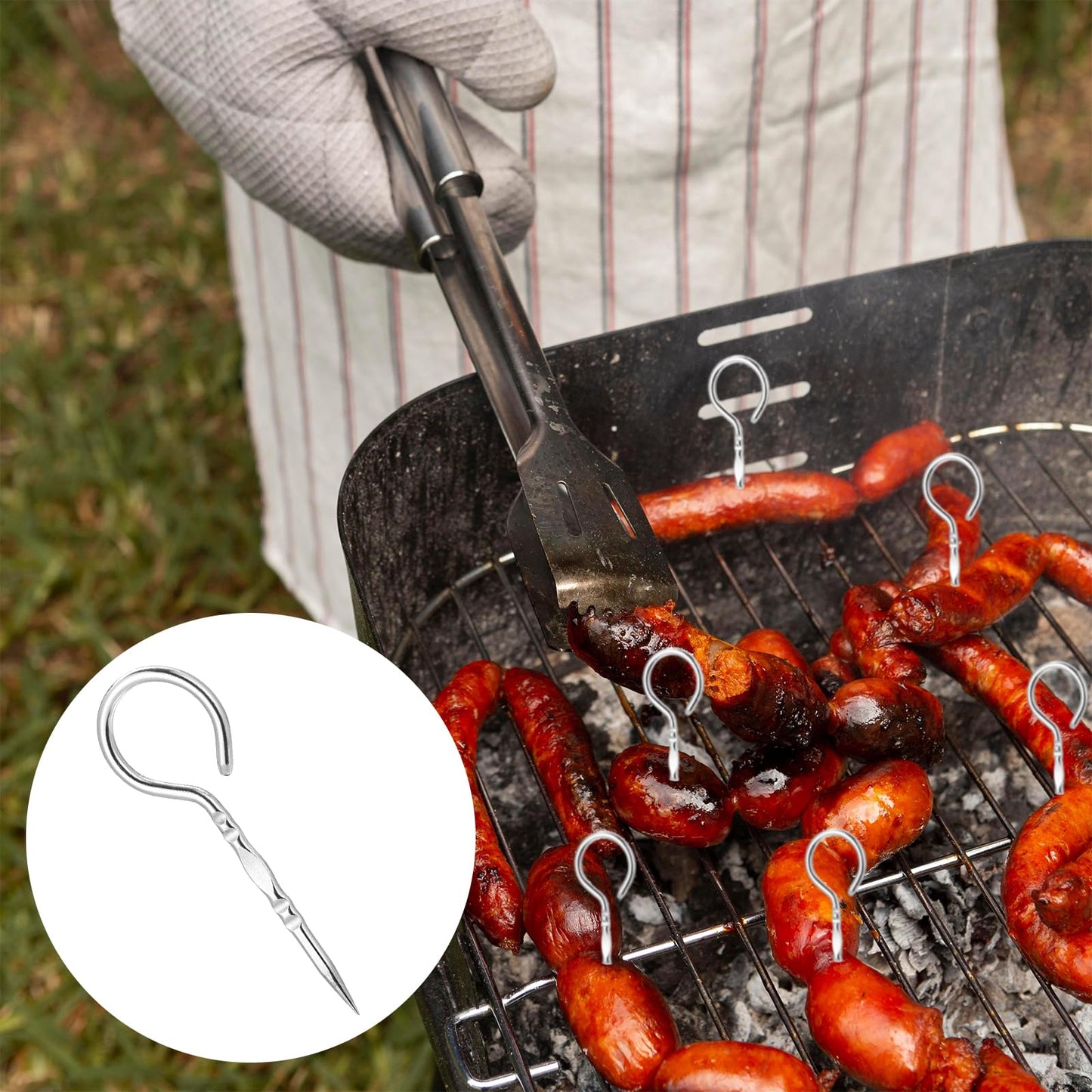 50 Stainless Steel Grill Pins Reusable Metal Round BBQ Skewer Stainless Steel Food Steak Skewe Mini Short BBQ Accessories Connecting Fruits & MeatI for Baking Camping Family Gatherings