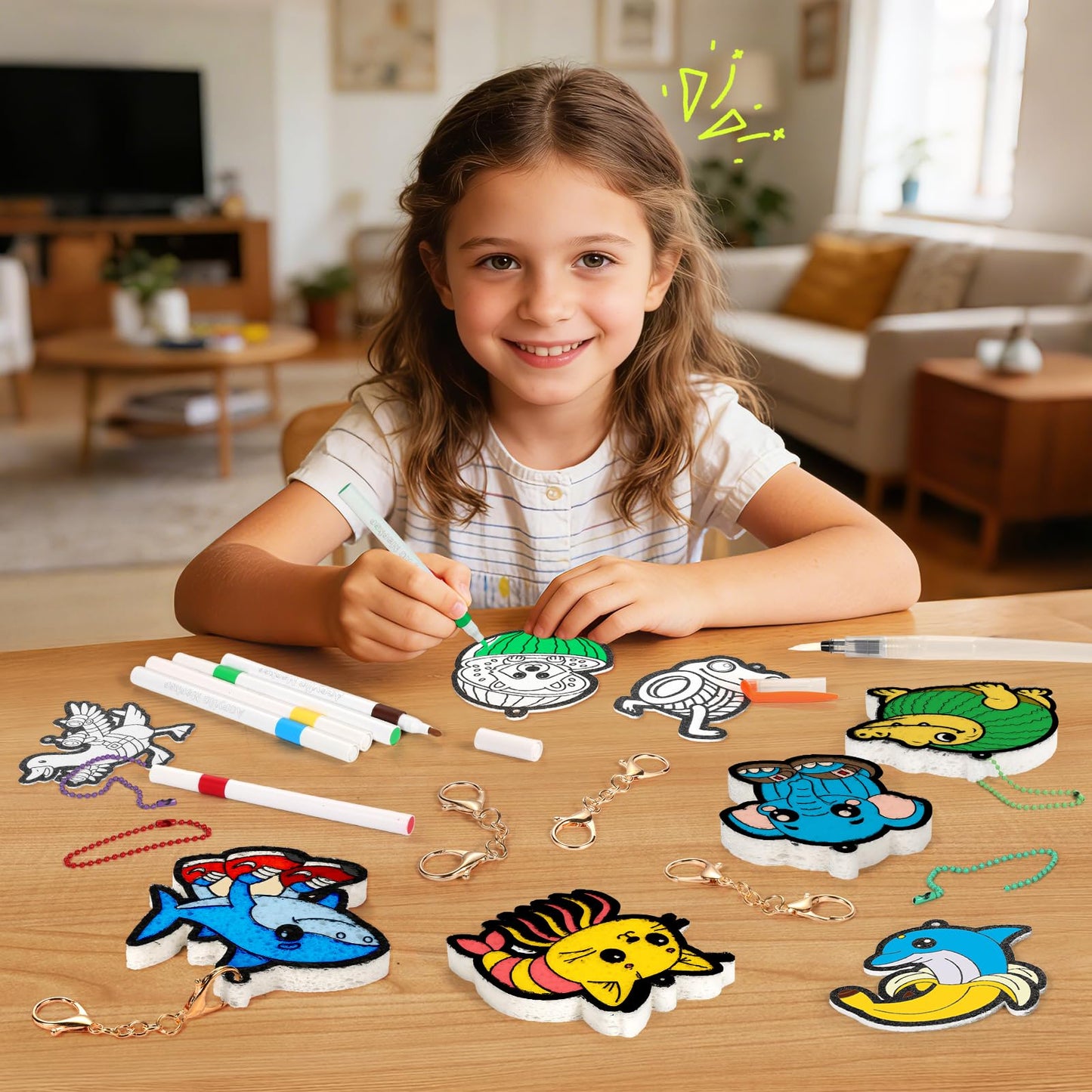 ESENHARBER Magic Puffy Paint Kit, Aqua Brainrot Puffs for Kids, Brain Rot Toys, Mess-Free 3D Art Kit Paint Magic Puff, Aquapuffs for Kids, Brainrot Toys, Create Keychain Brainrot Craft Set