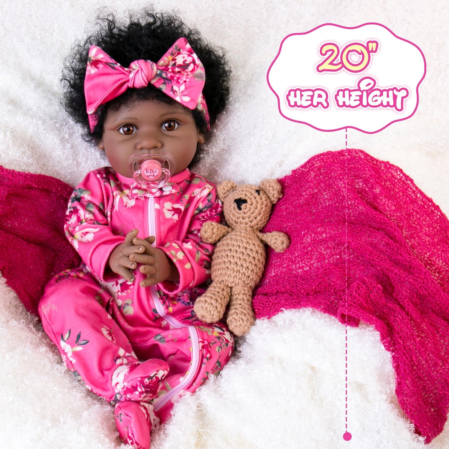 Aori Black Reborn Baby Dolls Girl - 22 inches Lifelike Black American Weighted Doll with Realistic Details, Gift for Kids 3+, Grandparents