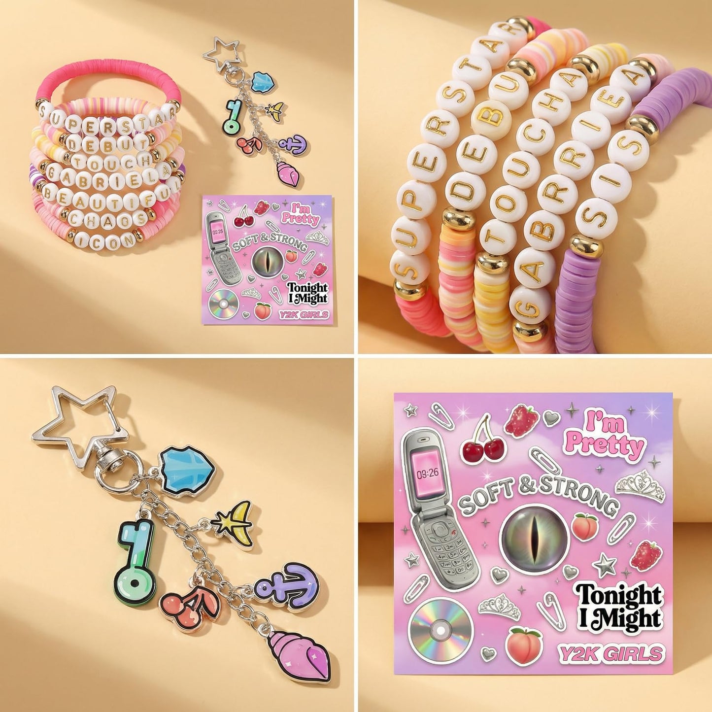 SportsLiking 8 Pcs Friendship Bracelets Set for Katseye Fans, Y2K Korean Pop Merch Bundle with Keychain & Card, Concert Accessories for Women
