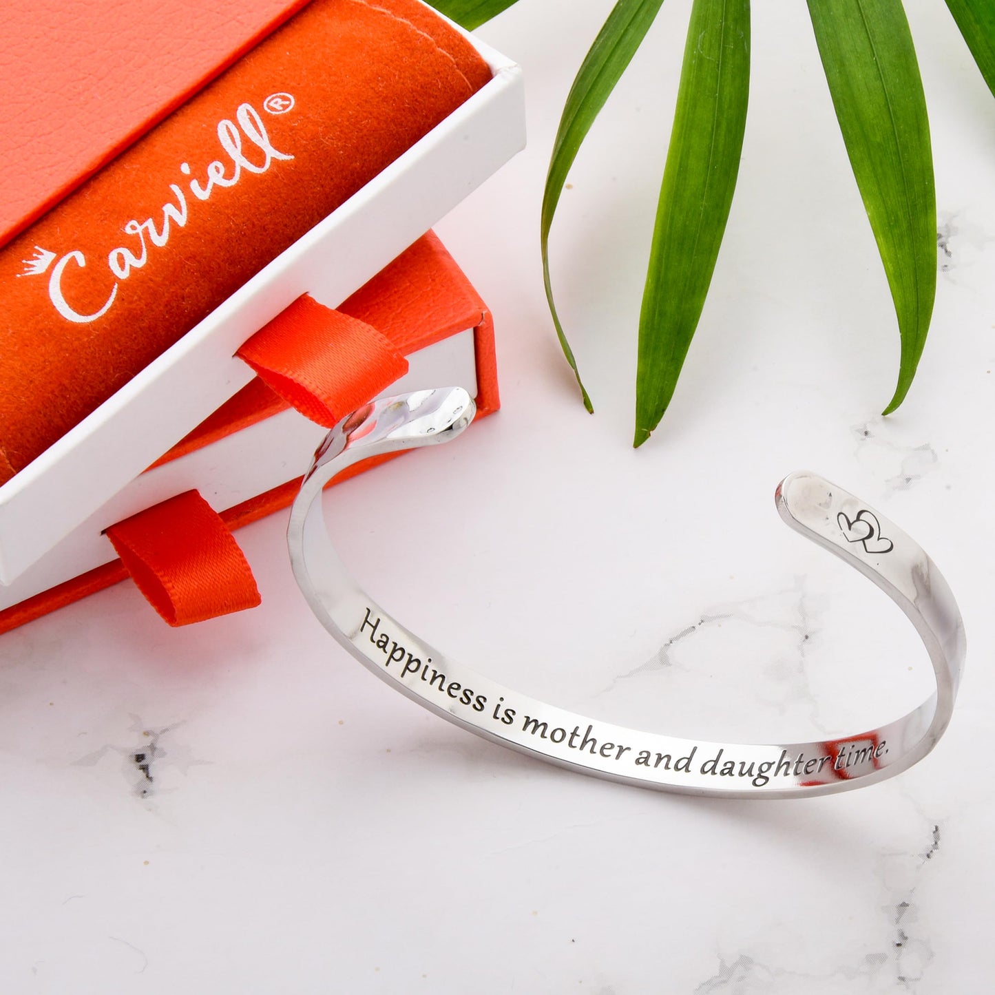 Carviell Bracelet - Gift for Mom from Daughter, Happy Birthday Mom Gifts, Mother's Day Gifts, Best Mom Ever Stainless Steel Cuff